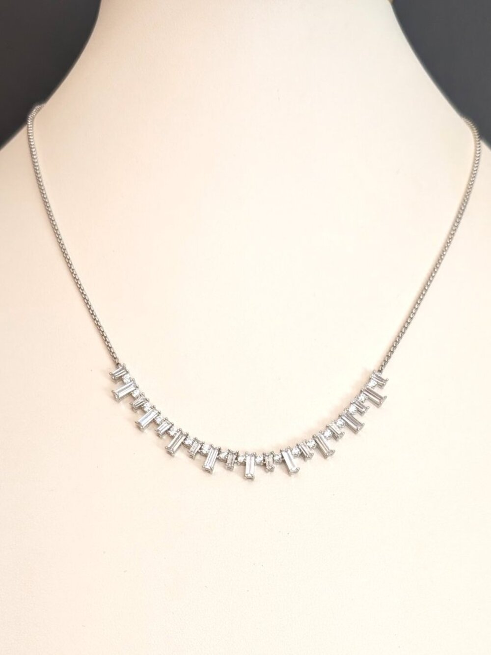 Nardi baguette and round cz necklace